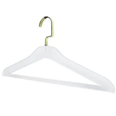 Designstyles Frosted Acrylic Clothes Hangers with Pants Bar, Luxurious & Heavy-Duty Gold Steel Hooks, Perfect for Suits and Slacks - 10 Pack