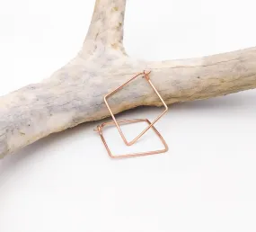 Diamond Mini Hoops in 14k Rose Gold - Small Minimalist Lightweight Hoop Earrings