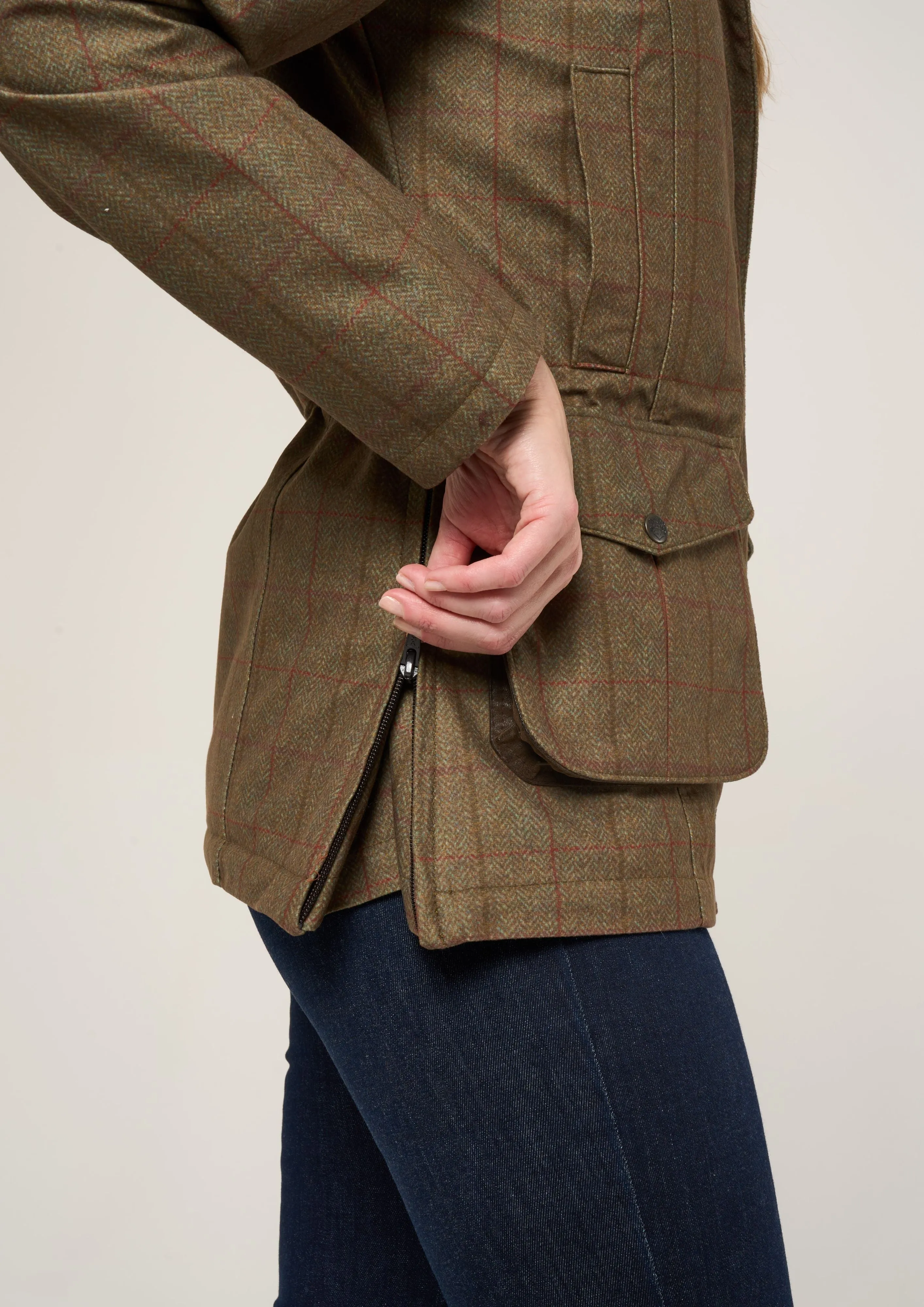 Didsmere Ladies Technical Tweed Coat In Pine - Regular Fit