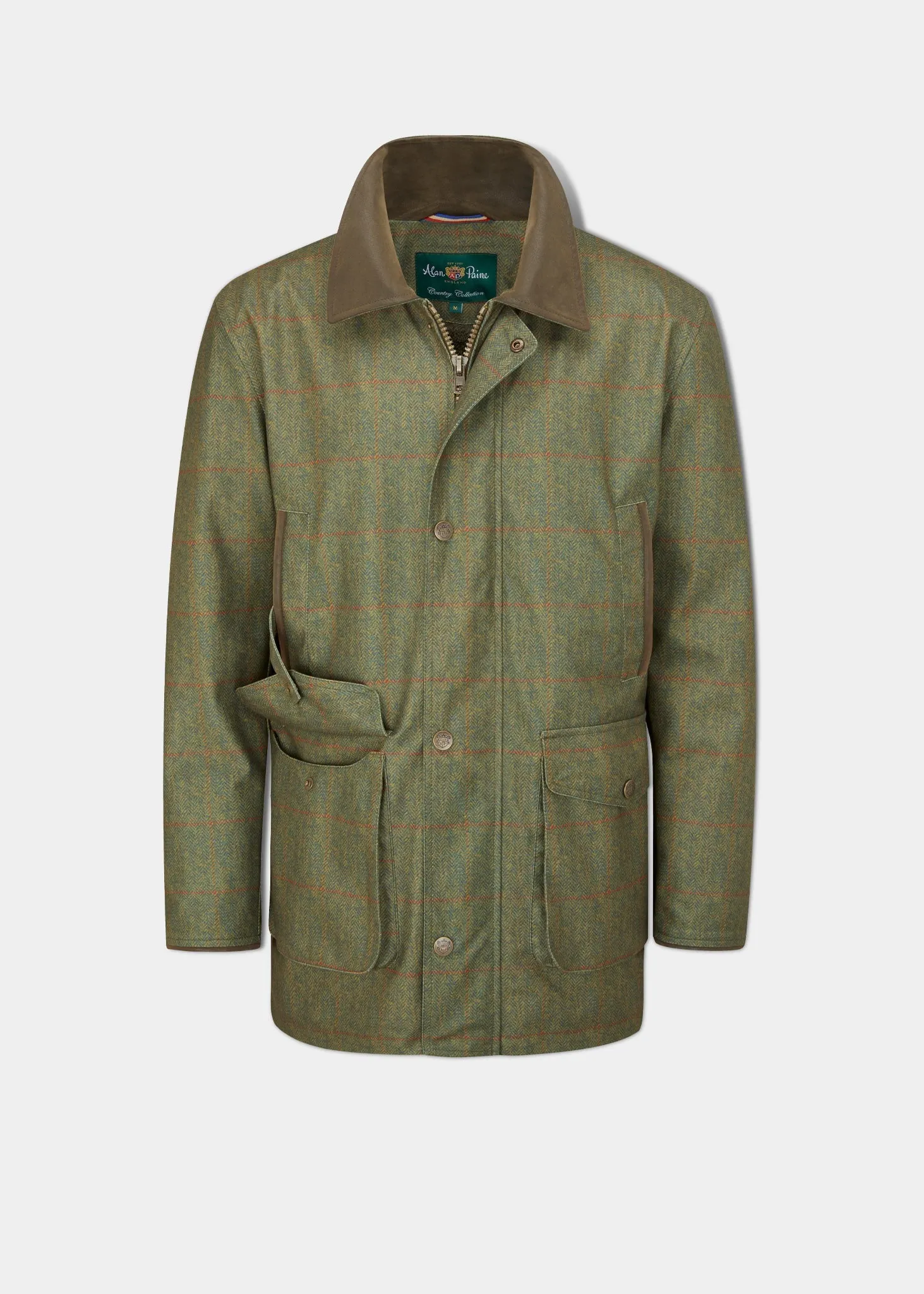 Didsmere Men's Technical Tweed Coat In Olive - Regular Fit