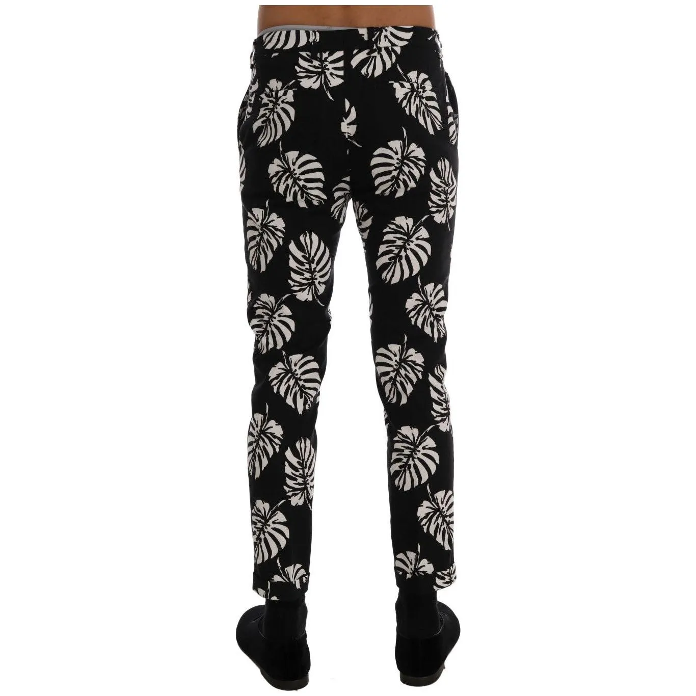 Dolce & Gabbana Slim Fit Leaf Print Ankle Pants