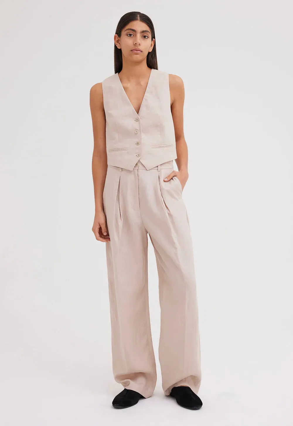 Duomo Linen Pant in Stone Neutral