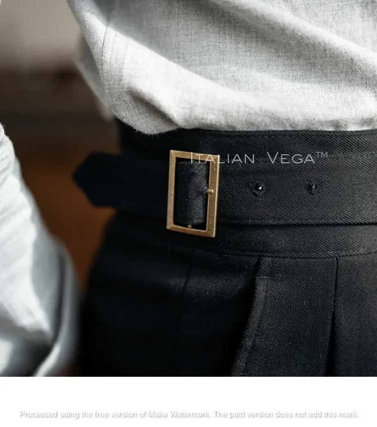 Elephant Grey Classic Buckle Formal Gurkha Pants by ITALIAN VEGA®