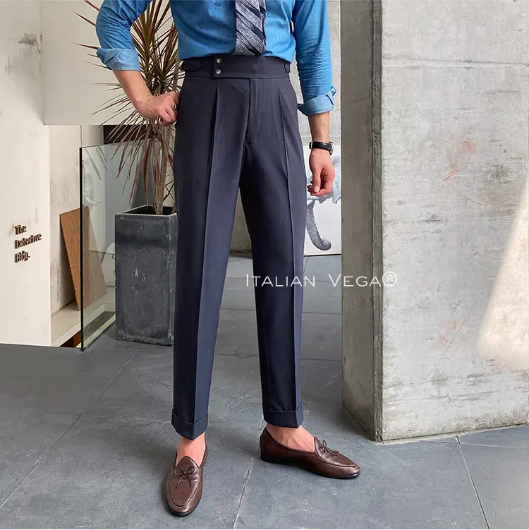 Elephant Grey Signature Buttoned Formal Gurkha Pants by ITALIAN VEGA®