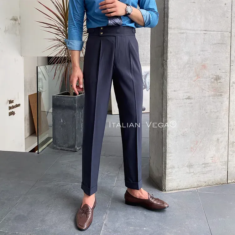 Elephant Grey Signature Buttoned Formal Gurkha Pants by ITALIAN VEGA®