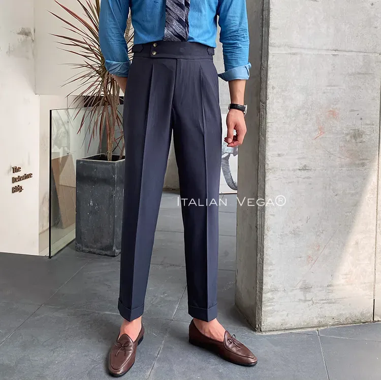 Elephant Grey Signature Buttoned Formal Gurkha Pants by ITALIAN VEGA®