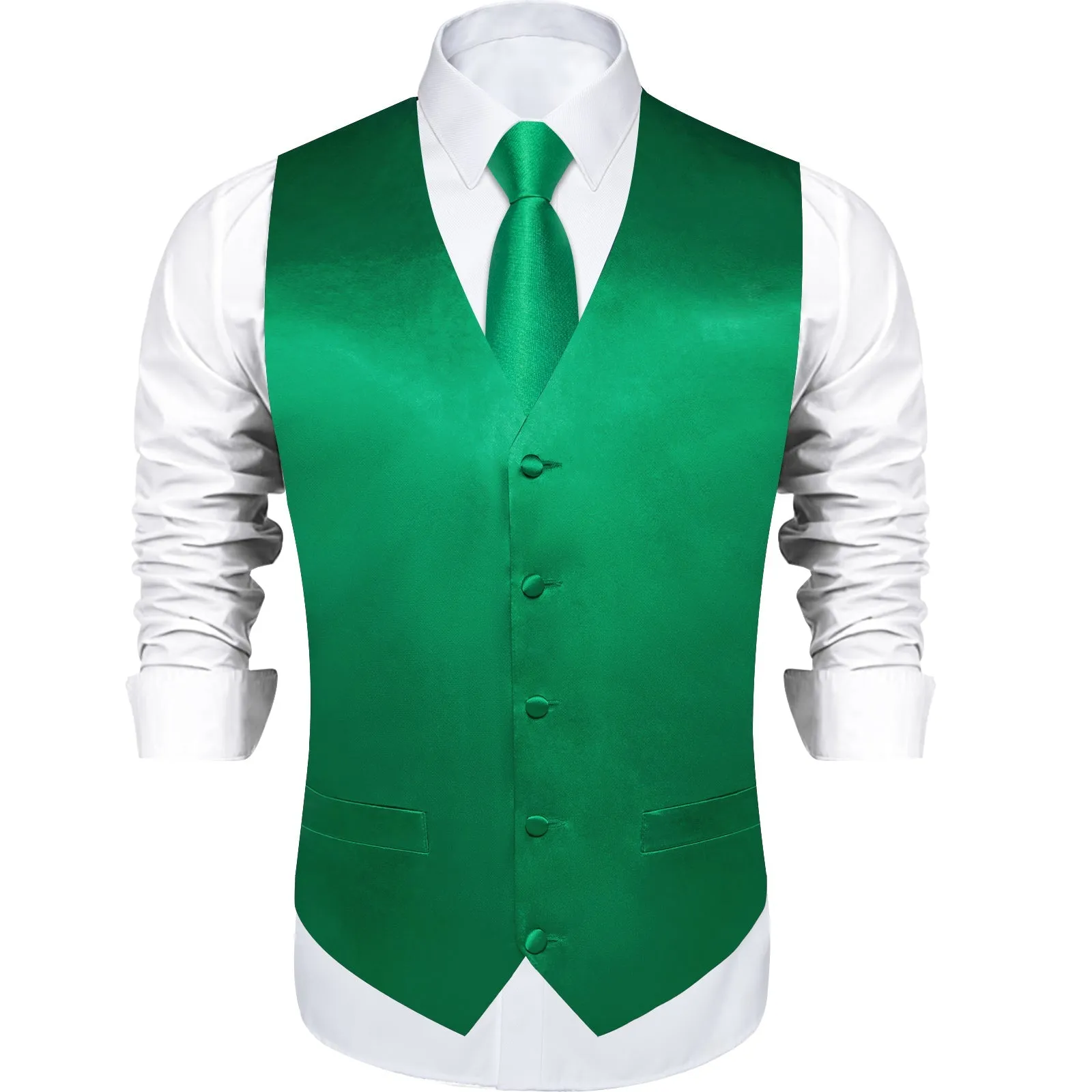 Emerald Green Solid Vest for Men Men's Vest Tie Set