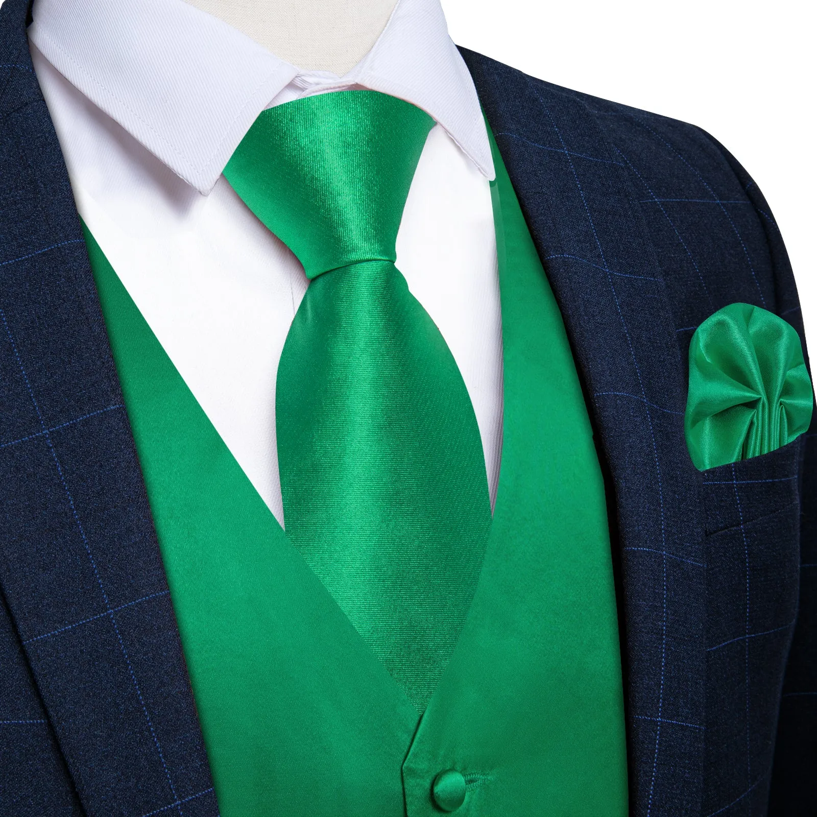 Emerald Green Solid Vest for Men Men's Vest Tie Set