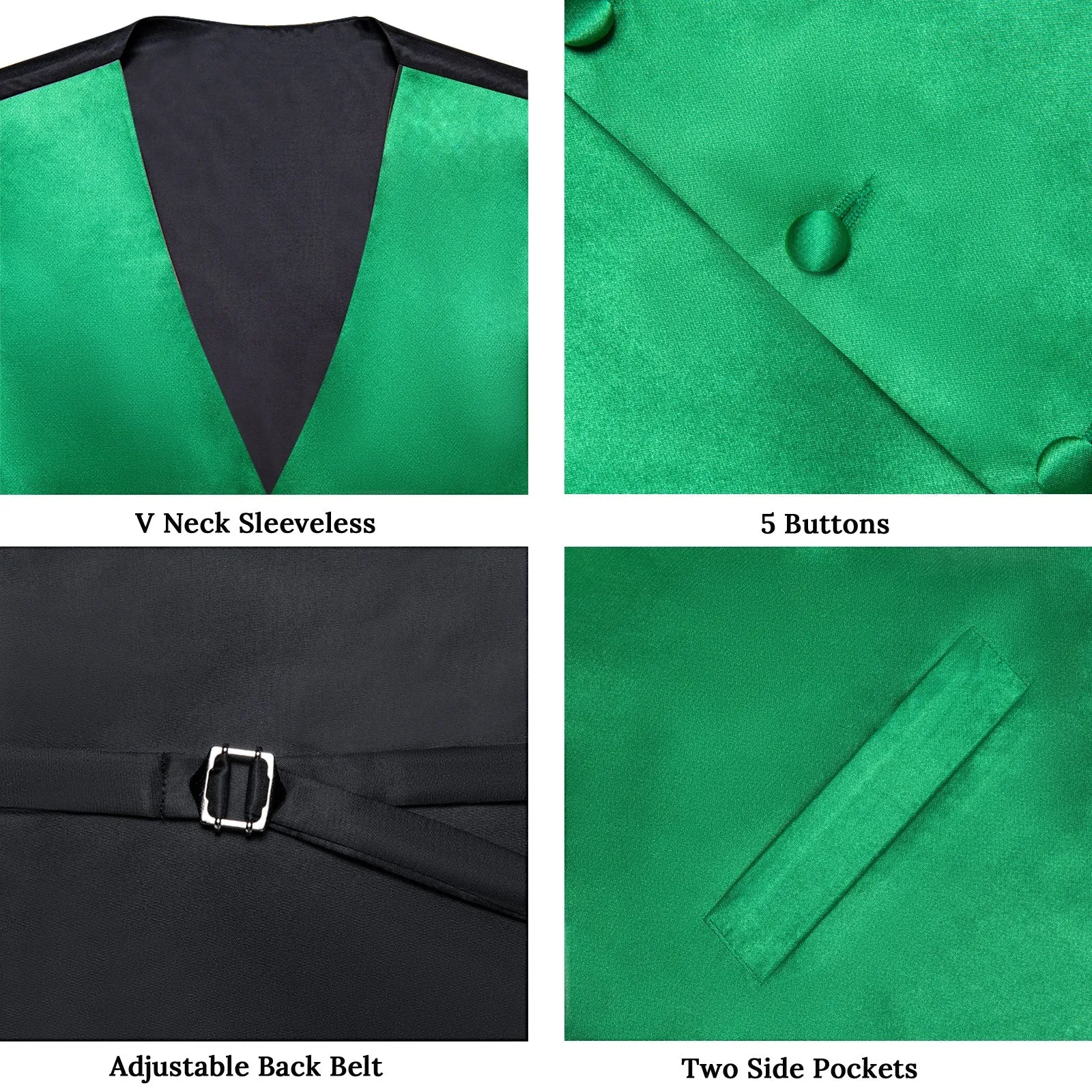 Emerald Green Solid Vest for Men Men's Vest Tie Set