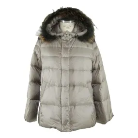 Emilio Romanelli Elegant Gray Polyamide Fur-Trimmed Coat