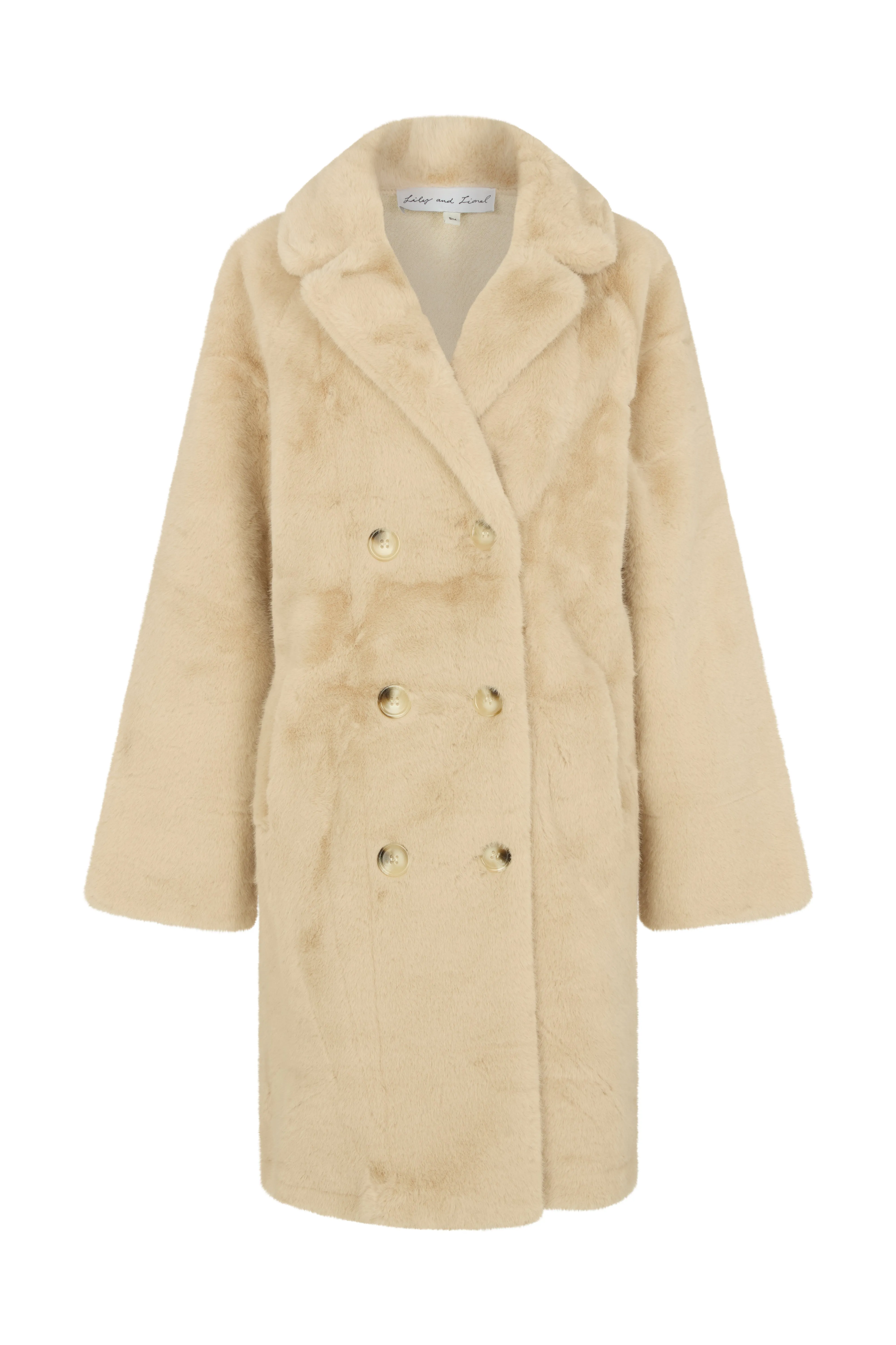 Emma Longline Faux Fur Coat In Cream