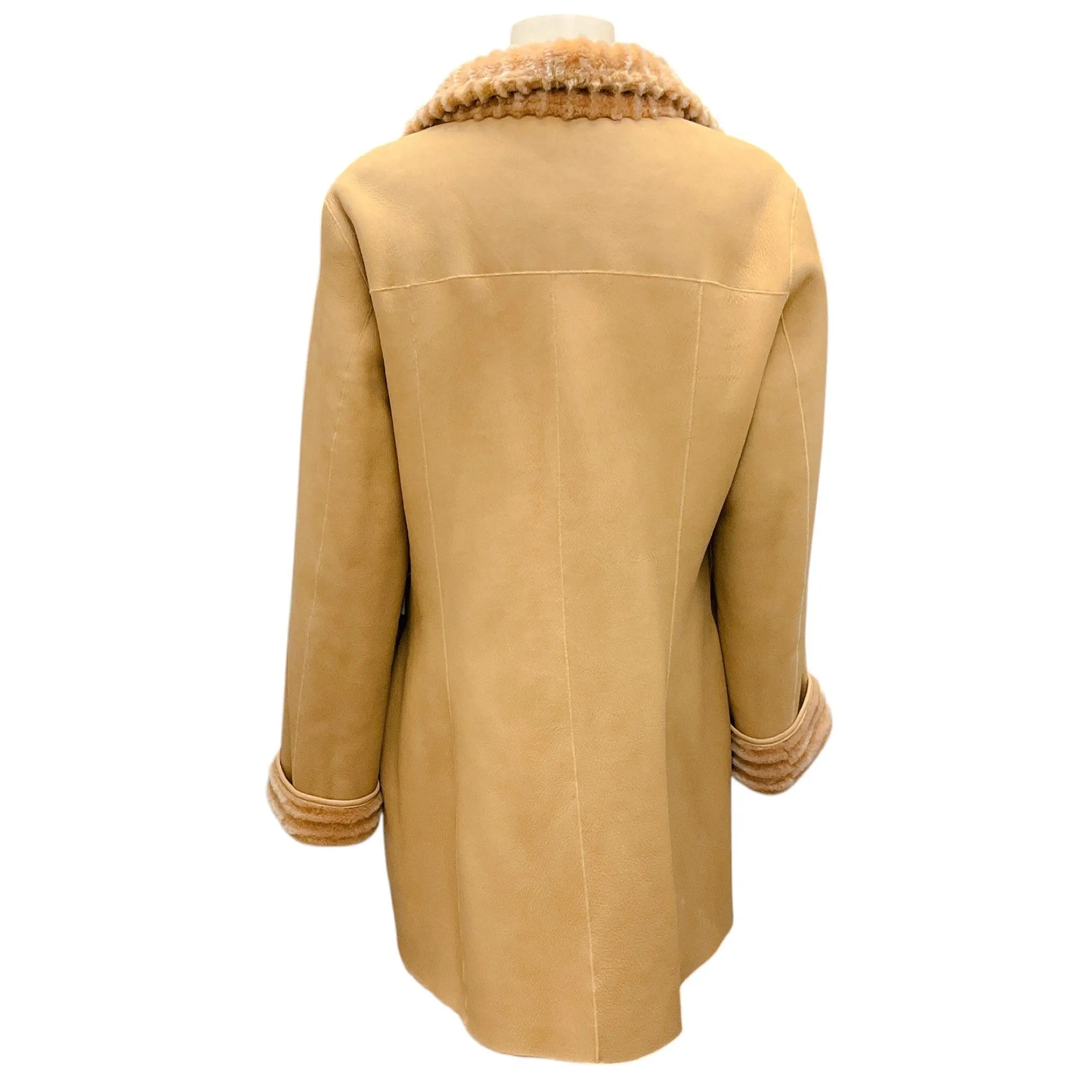 Escada Camel Ladonna Reversible Lamb Shearling Coat