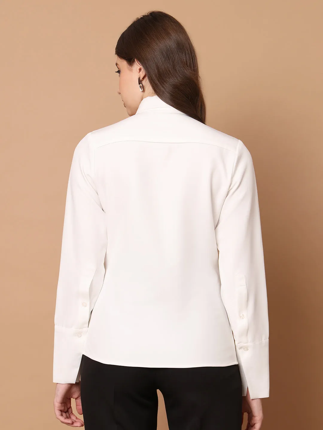 Exude Feminine touch Tie Shirt (White)