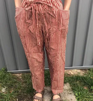 Fair Trade Ethical Striped Cotton Striped Pants in Red