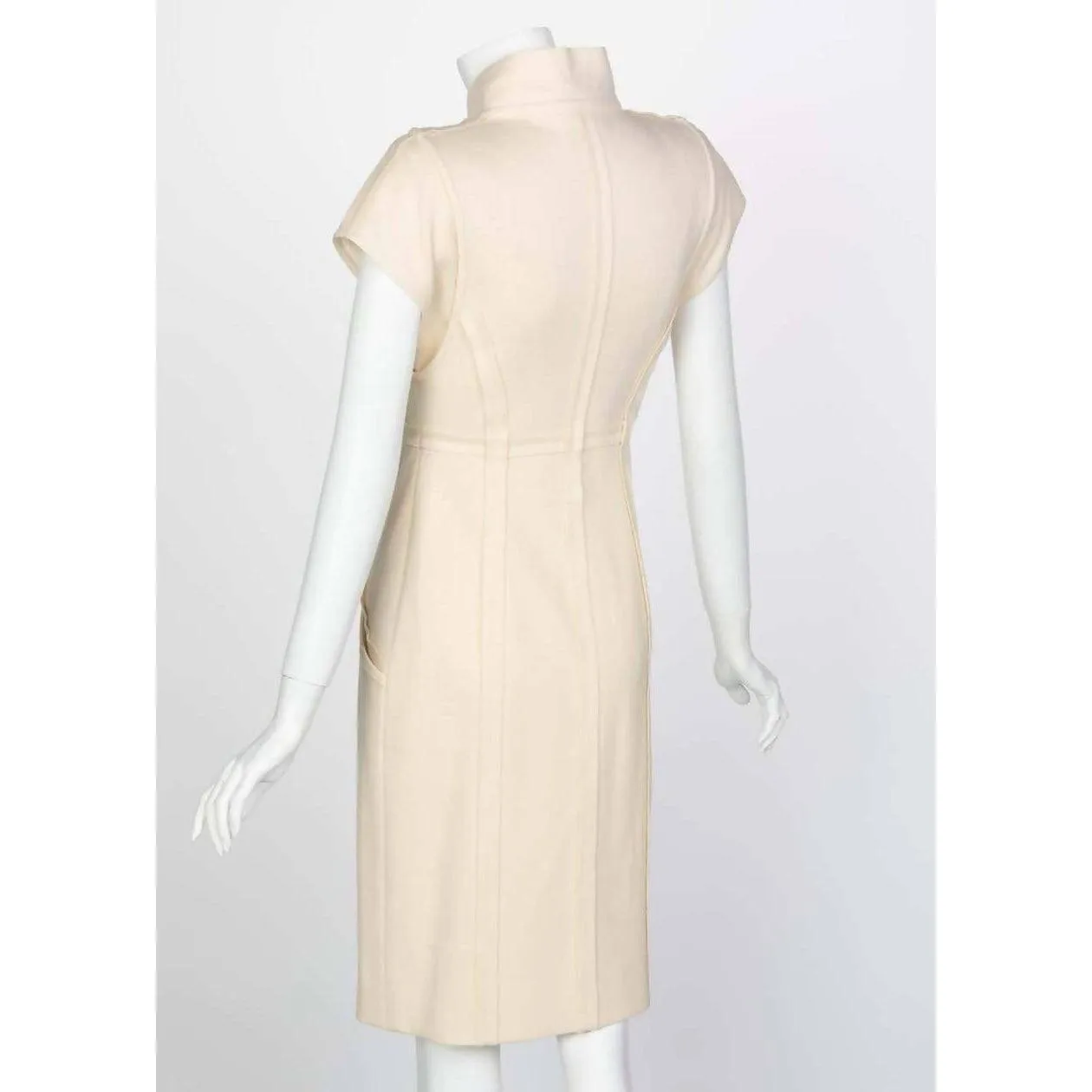 FENDI Ivory Wool Short Sleeve Dress | Size S