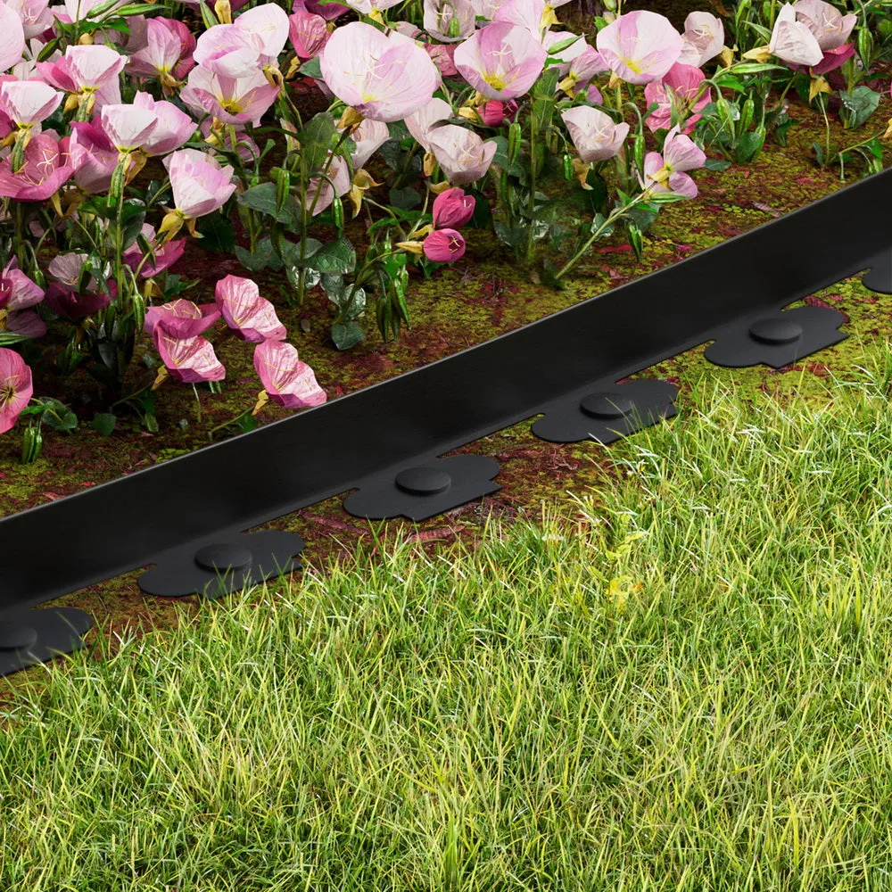 Flexible Lawn Garden Edging Black Set of 5 - Greenfingers