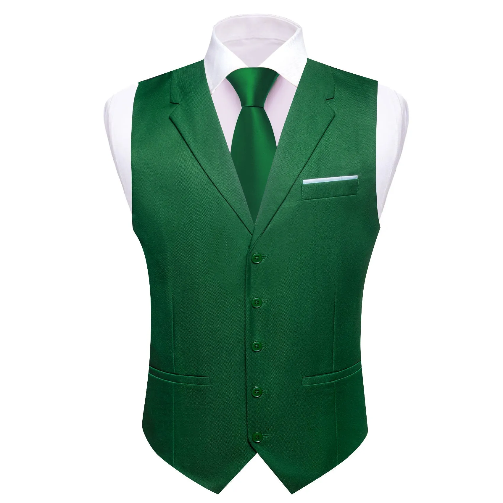 ForestGreen Solid Jacquard Men's Collar Vest