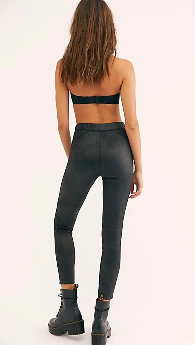 Free People Midnight Vegan Suede Skinny Black