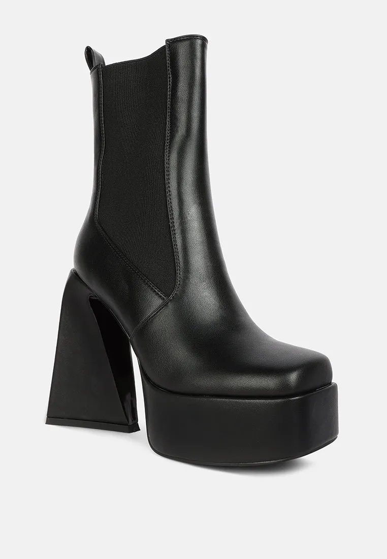 frosty high platform block heel chelsea boot by London Rag