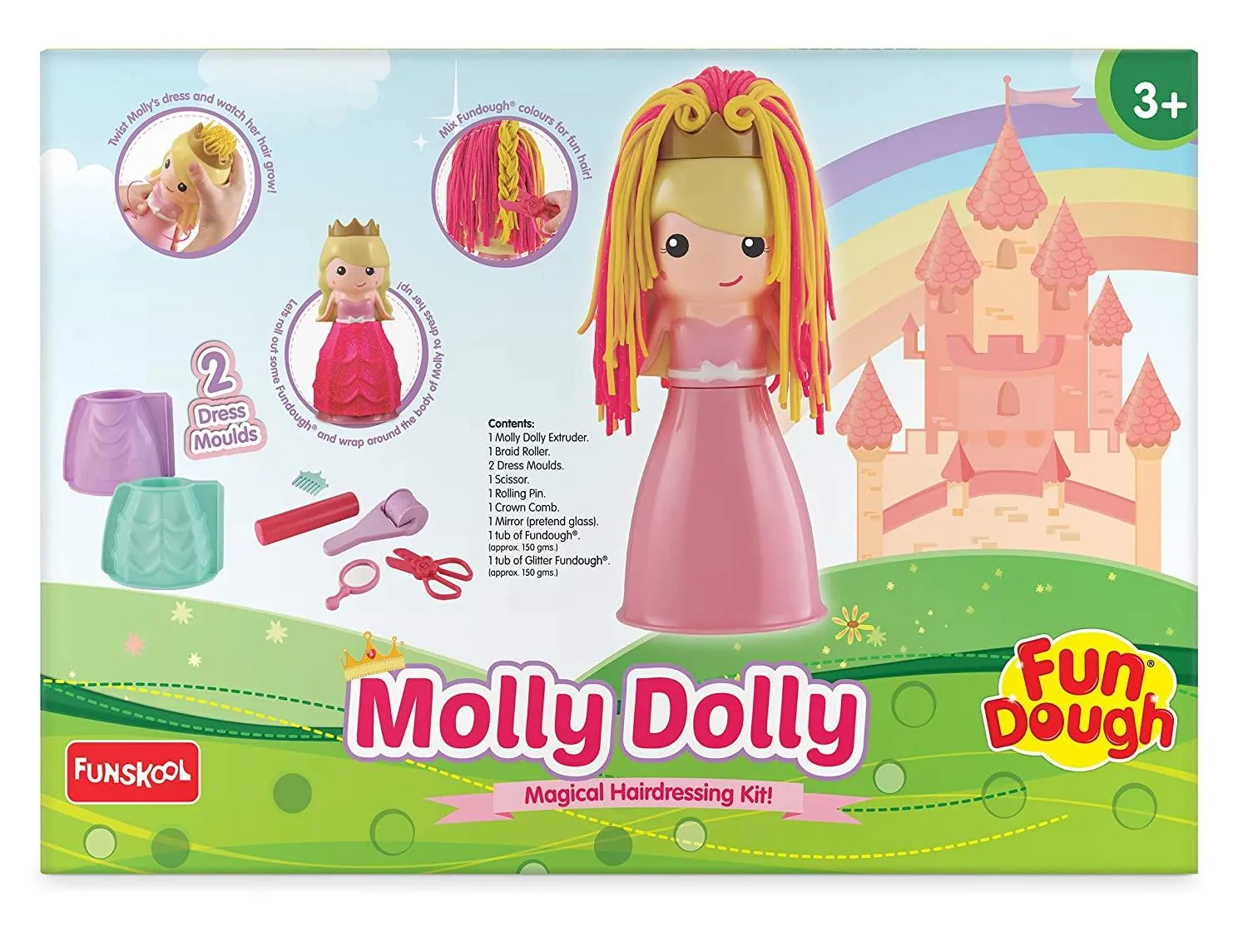 Funskool FunDough Molly Dolly - Shaping and Sculpting Playset for Ages 3-12 Years