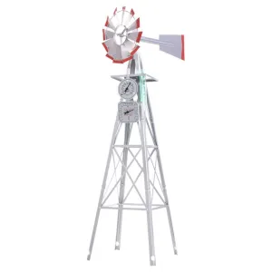 Garden Windmill 6FT 186cm Metal Ornaments Outdoor Decor Ornamental Wind Will