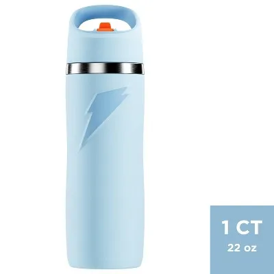 Gatorade 22oz Stainless Steel Water Bottle with Straw - Blue