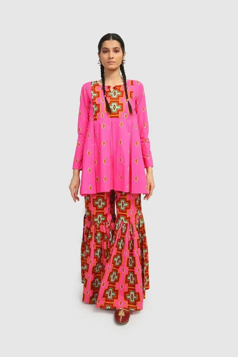 Generation - Pink Kashida Kari  - Cotton Lawn - 2 Piece