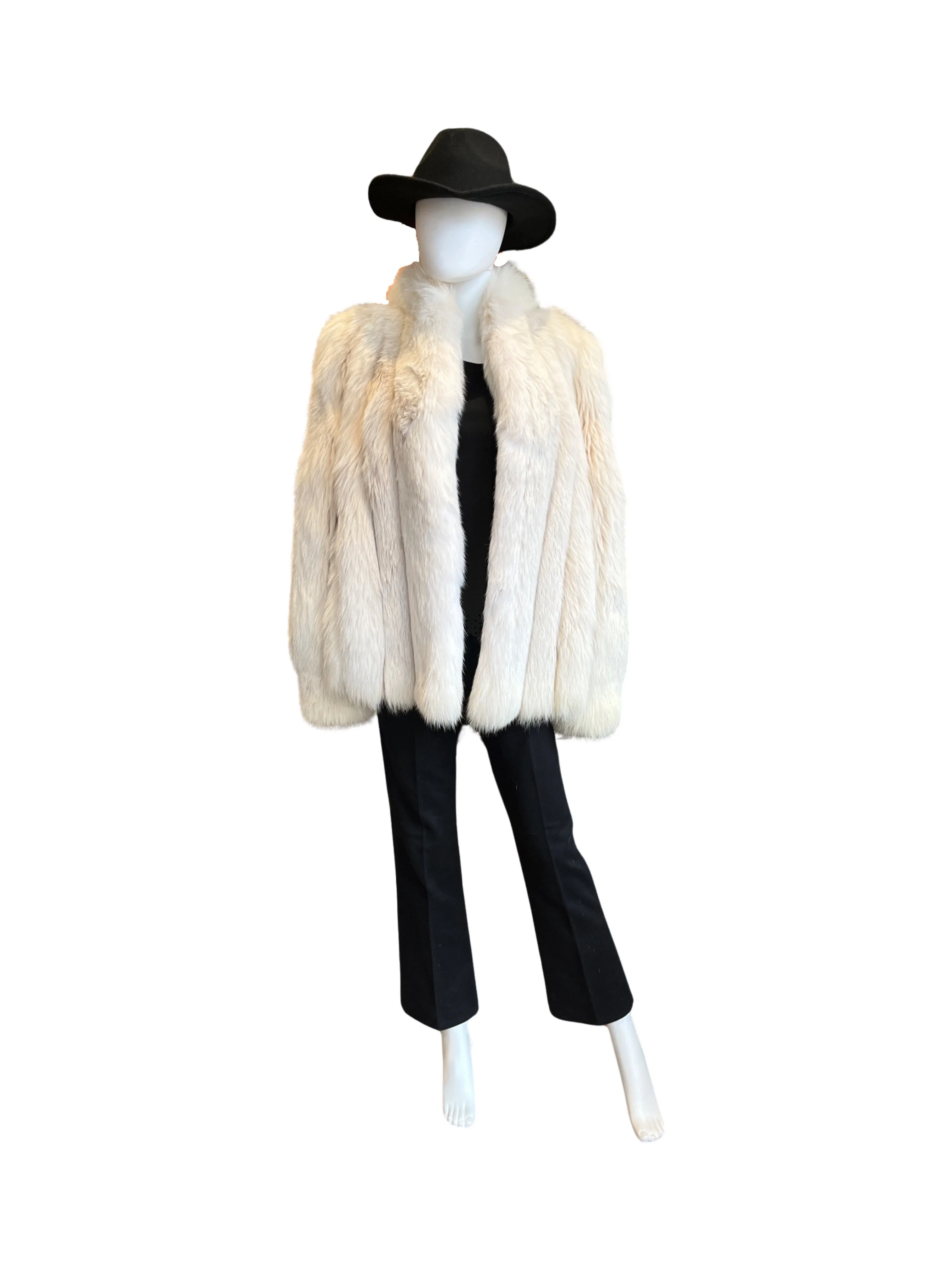 Genuine White Fox Fur Coat