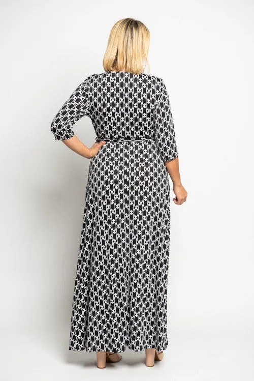 Geo Print Surplice Maxi Dress