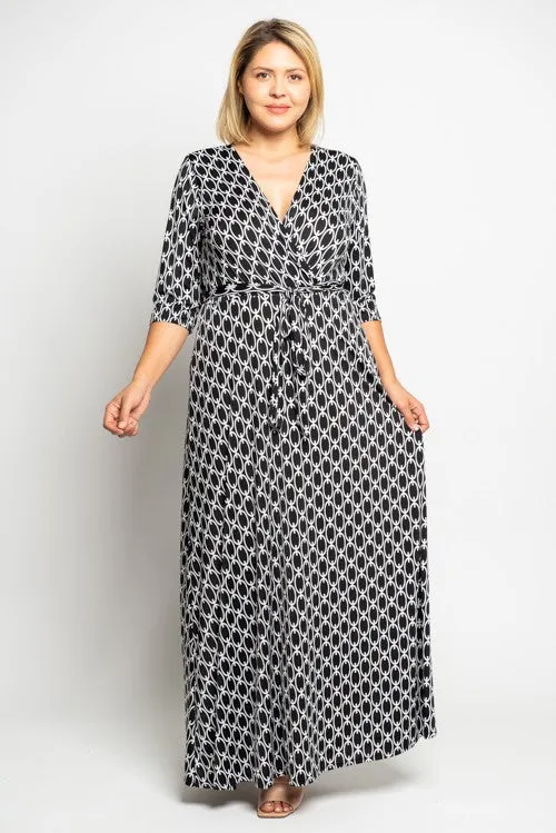 Geo Print Surplice Maxi Dress