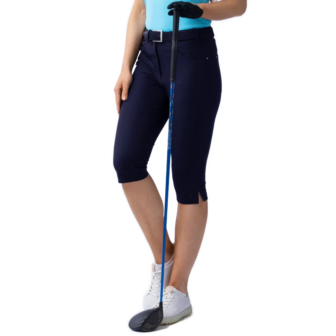 Glenmuir Women's Phoebe Lightweight Stretch Performance Golf Capri Pants - Navy