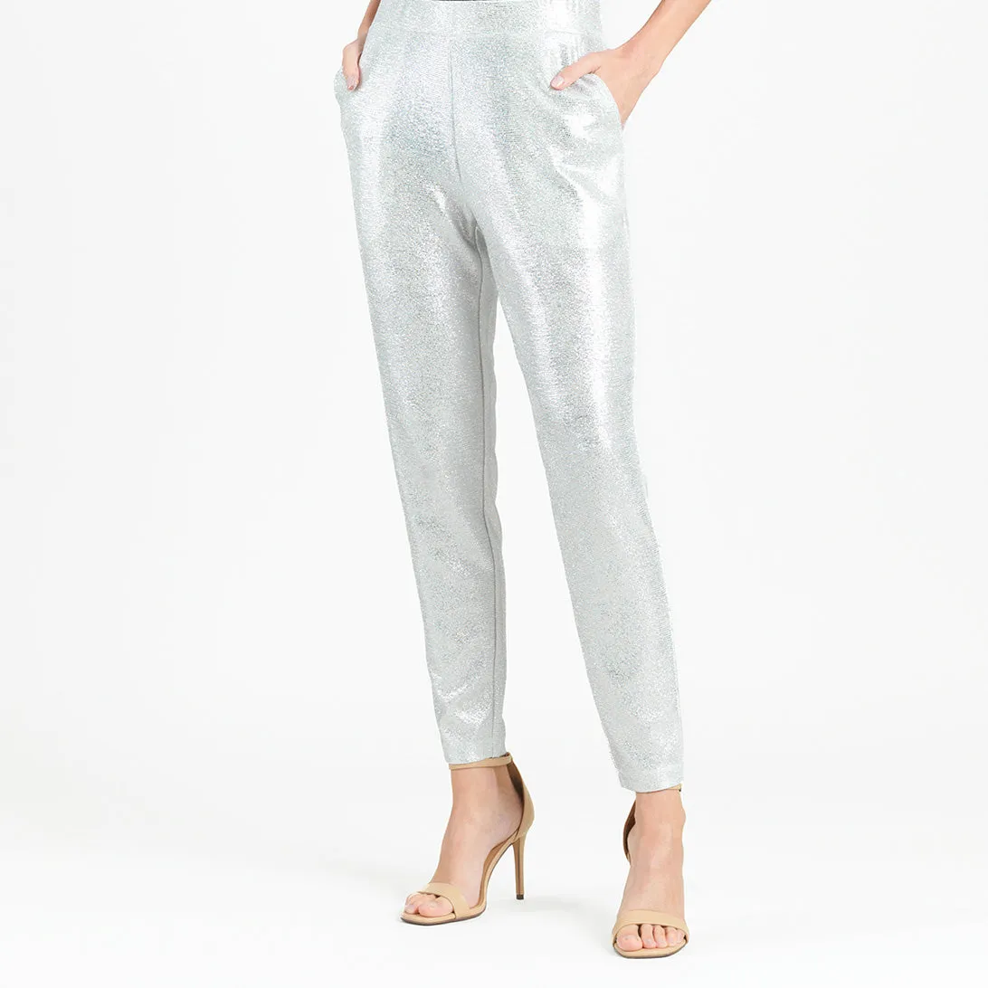 Glitter Foil - Jogger Pocket Pant - Silver - Limited Sizes!