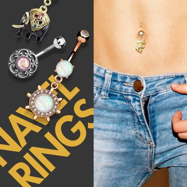 Glittering Balinese Elephant Navel Ring with Gold Plating