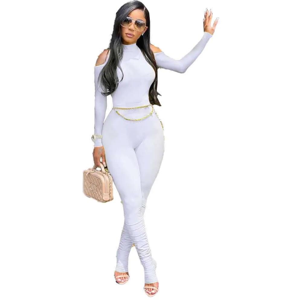 Glow Chic's Long Zipper Pleated Jumpsuit