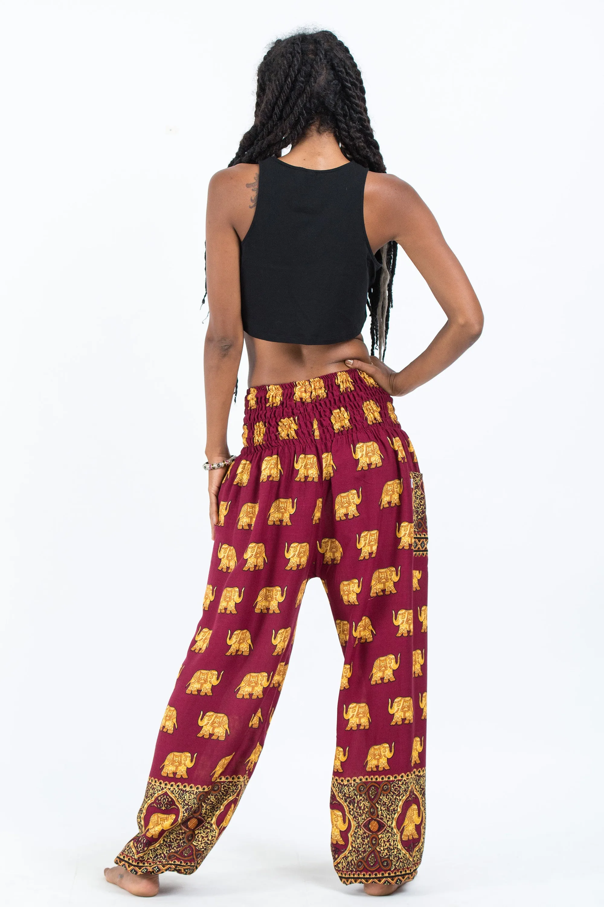 Golden Elephant Women's Elephant Pants in Maroon