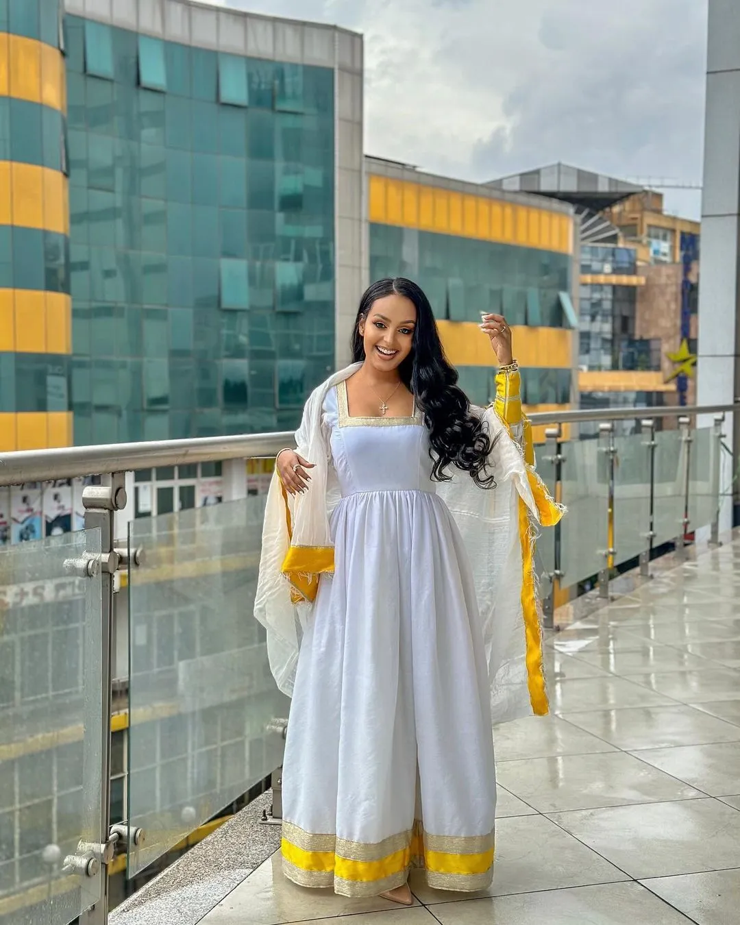 Golden Simplicity Habesha dress Modern Elegance in Yellow Habesha kemis