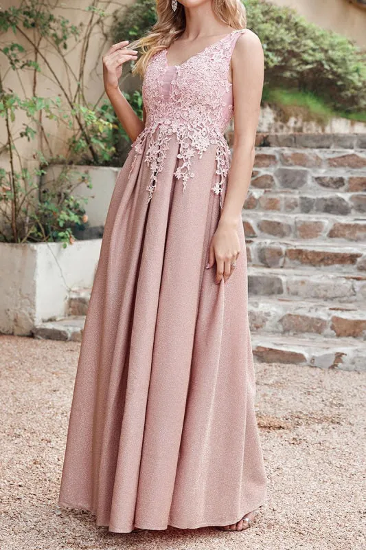 Gorgeous Lace Appliques Aline Evening Dress Sleeveless Bridesmaid Dress