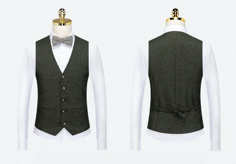 Green Wool Blend Vintage Suit