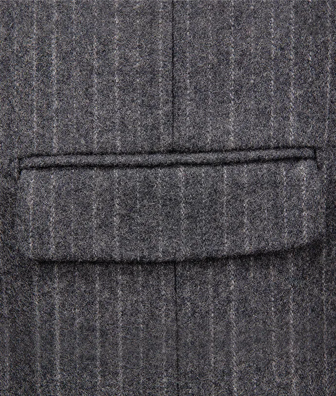 Grey Stripe Wool Blend Winter Suit