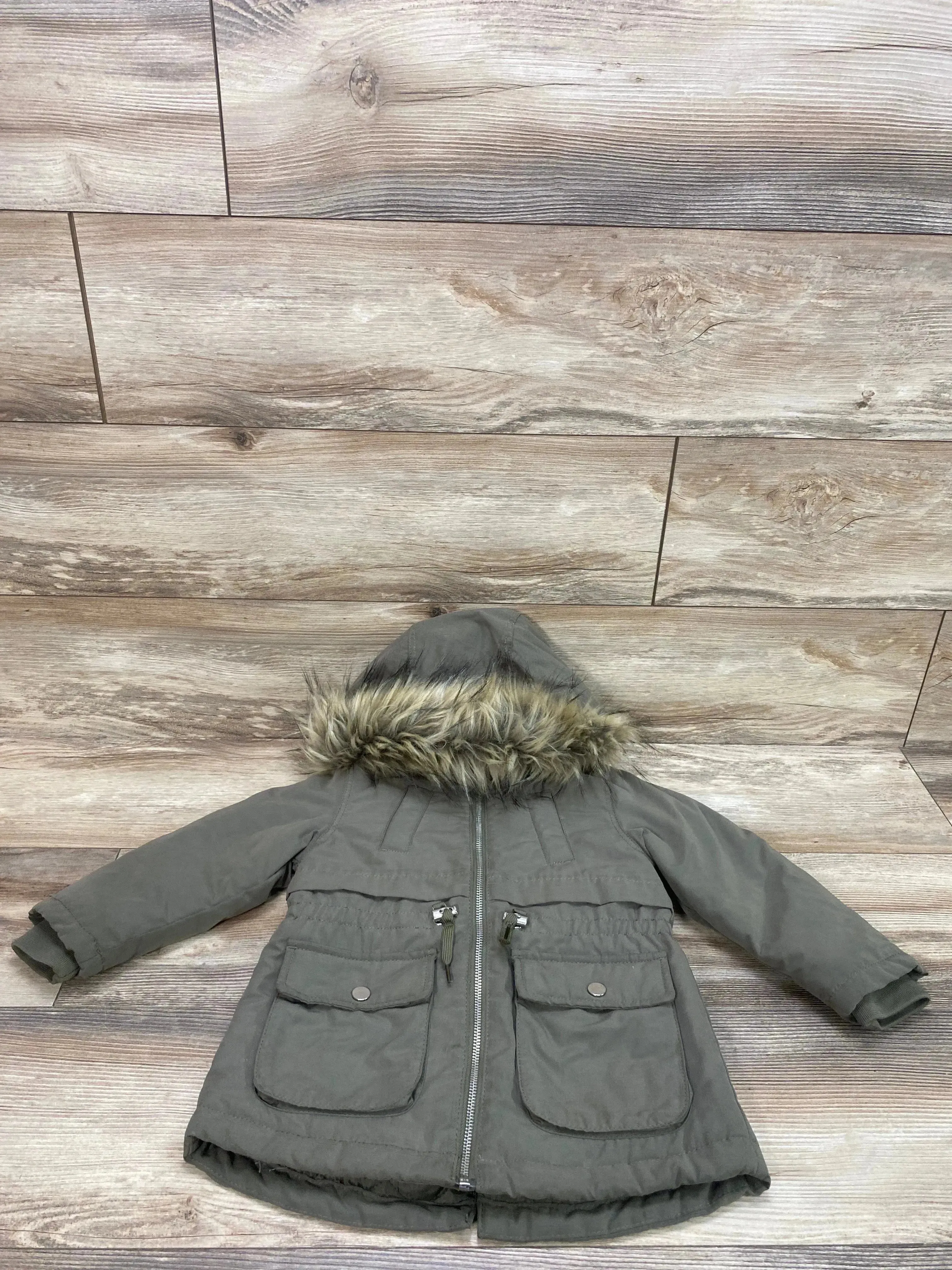 H&M Khaki Green Padded Parka sz 4T