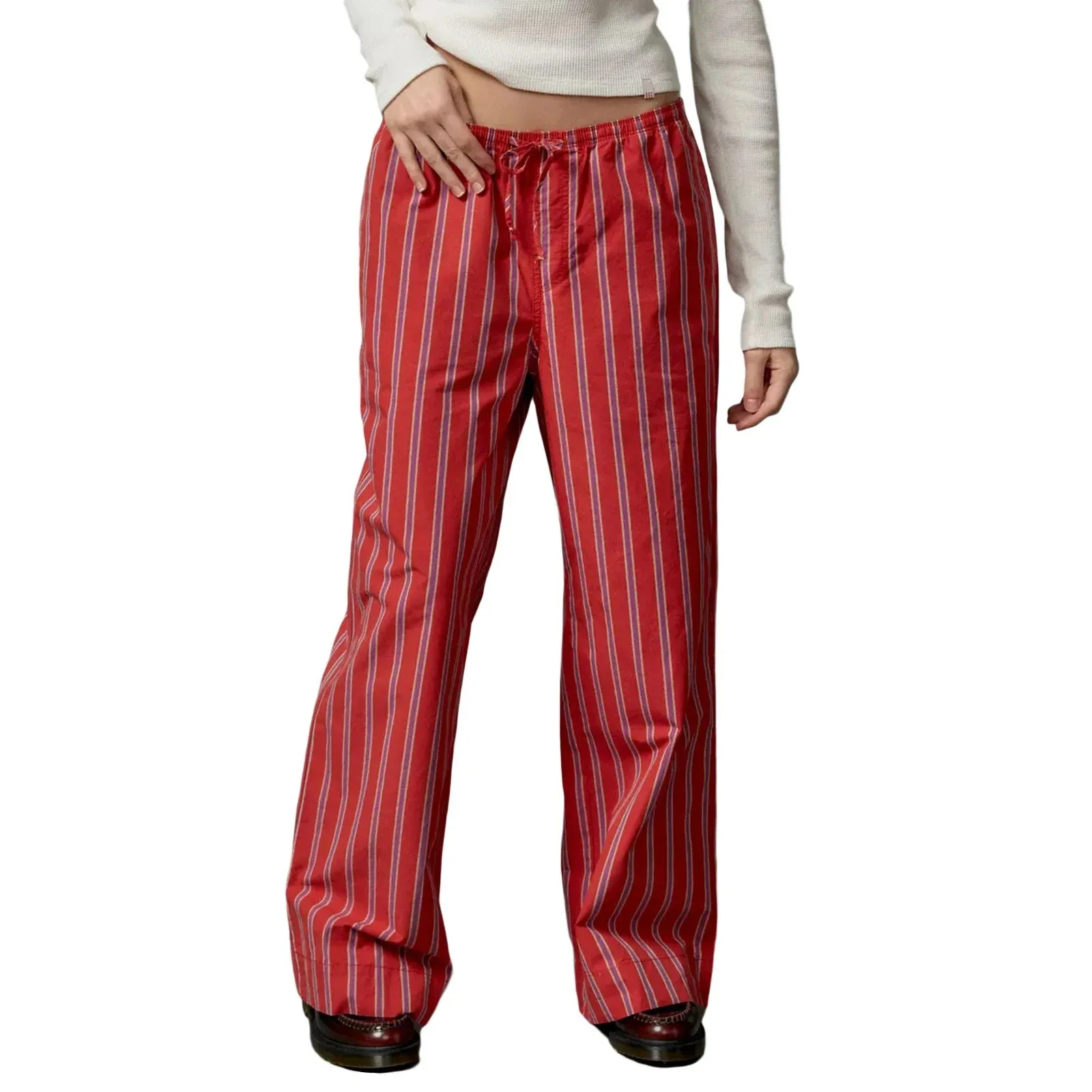 High Elastic Lounge Casual Loose Streetwear Stripe Pants