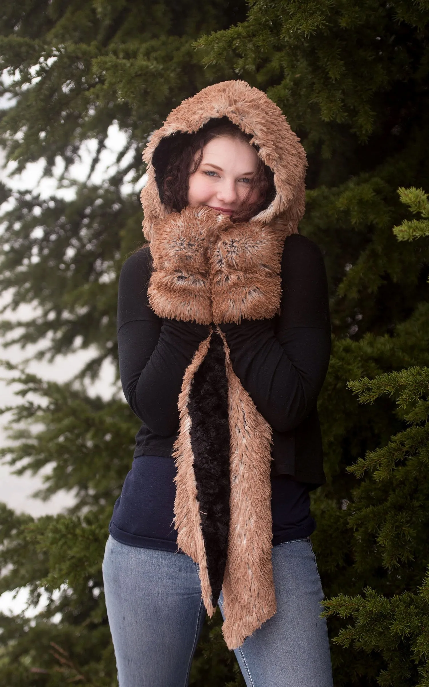 Hoody Scarf - Fox Faux Fur with Cuddly Fur