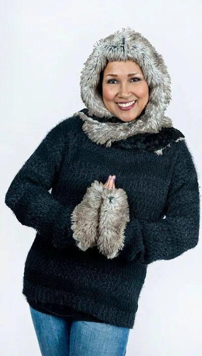 Hoody Scarf - Fox Faux Fur with Cuddly Fur