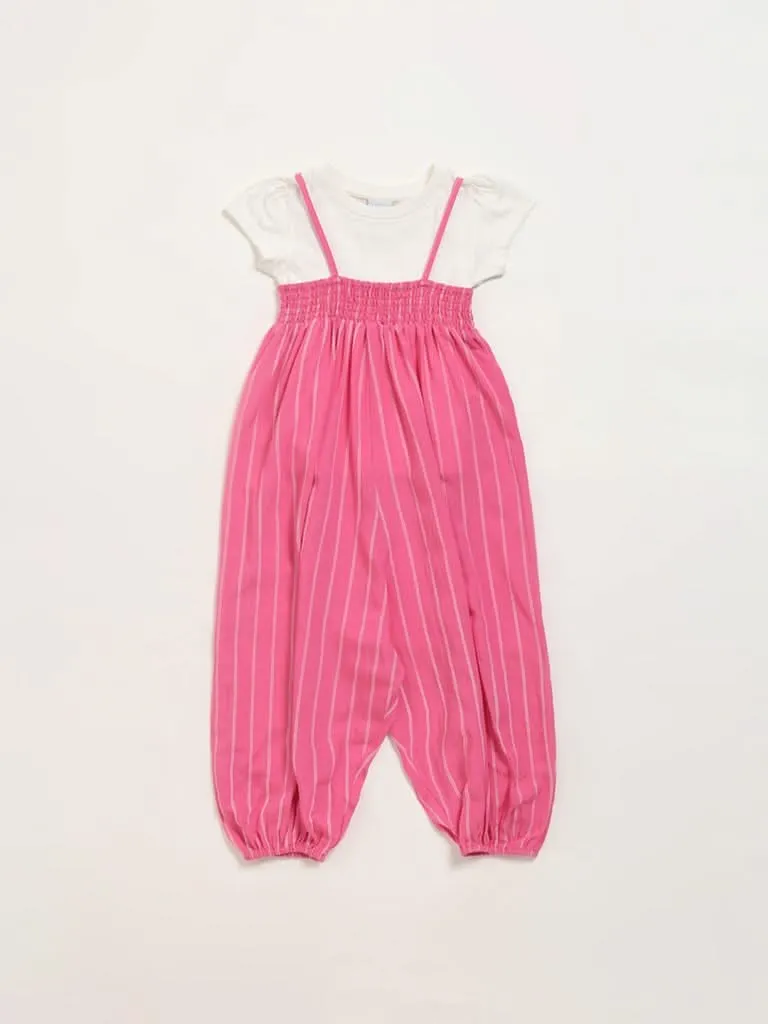 HOP Kids Pink Pinafore with T-Shirt