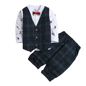 Hopscotch Boys Cotton Formal Set Multi 2-3 Years (SN-2139909) Green