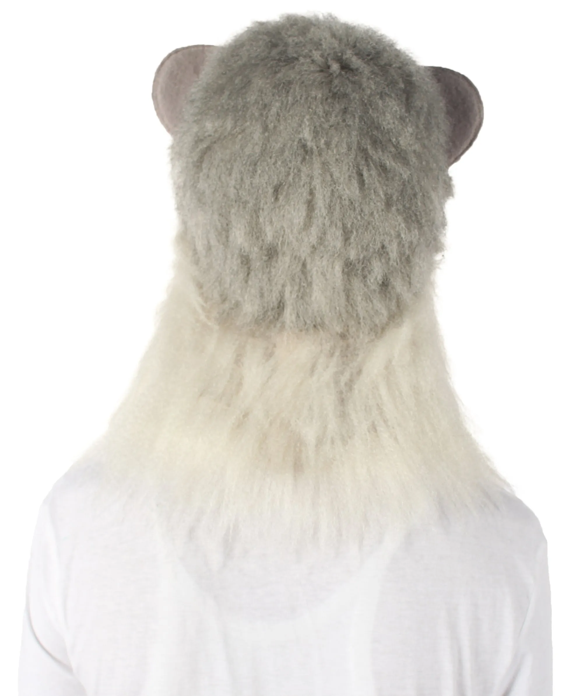 HPO White and Grey Civet Cat Wige with Mask  - Long Synthetic Fibers