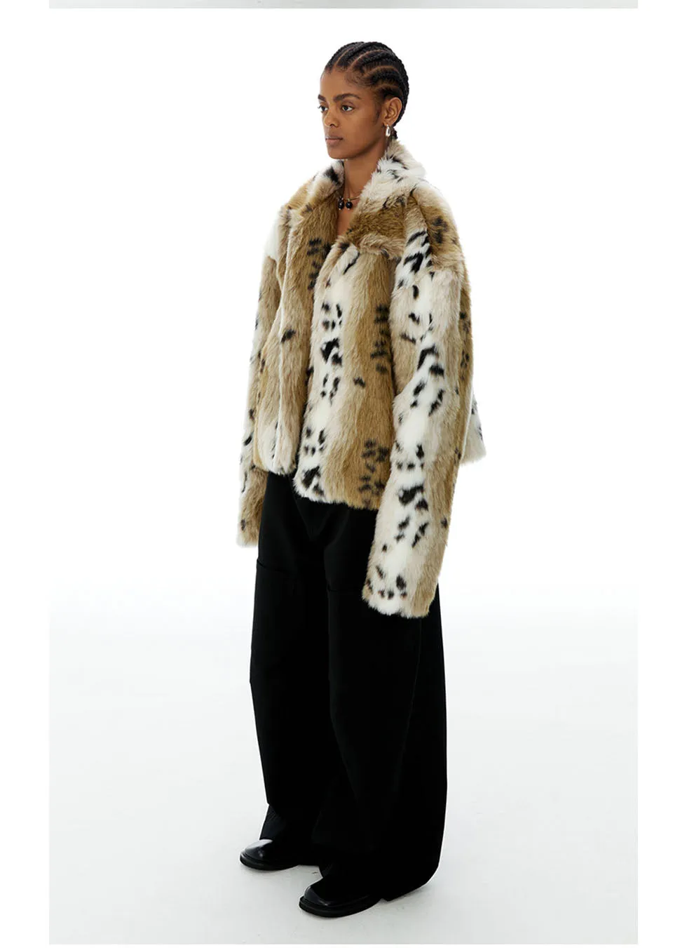 Imitation Mink Fur Tiger Print Coat