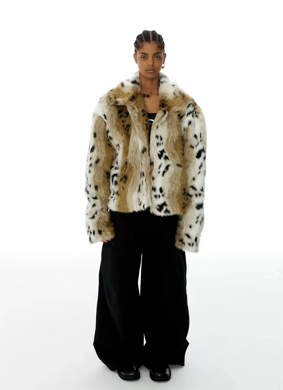 Imitation Mink Fur Tiger Print Coat