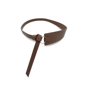 INDIGO - Women's Latte Genuine Leather Knot Waist Belt