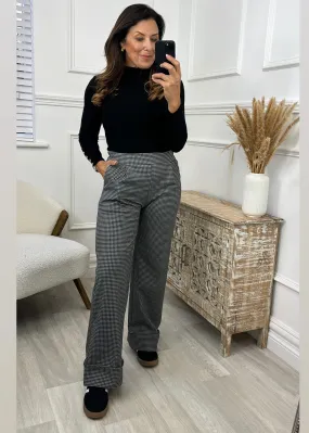 Izzy Check Print Wide Leg Trousers